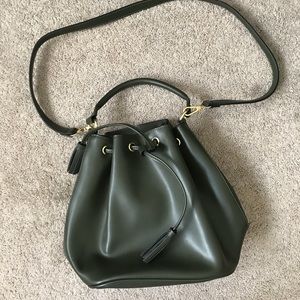 Olive green and gold Old Navy bucket bag
